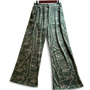 Jasmine Picasso Print Wide Leg Pants NWOT